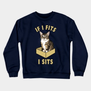 If I Fits, I Sits Funny Cat Design Crewneck Sweatshirt